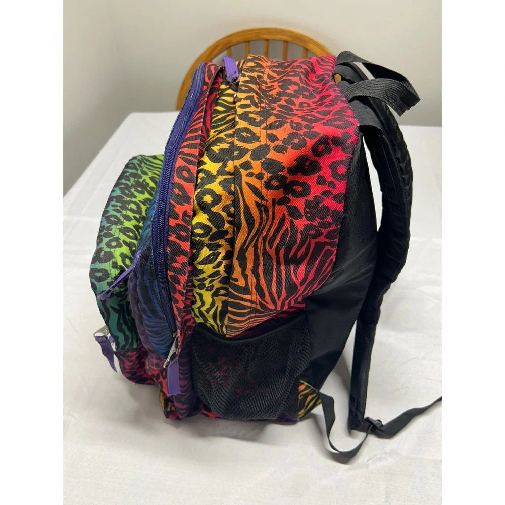 JanSport Rainbow Animal Print Backpack Leopard Zebra Stripe Multi Pocket TDN7